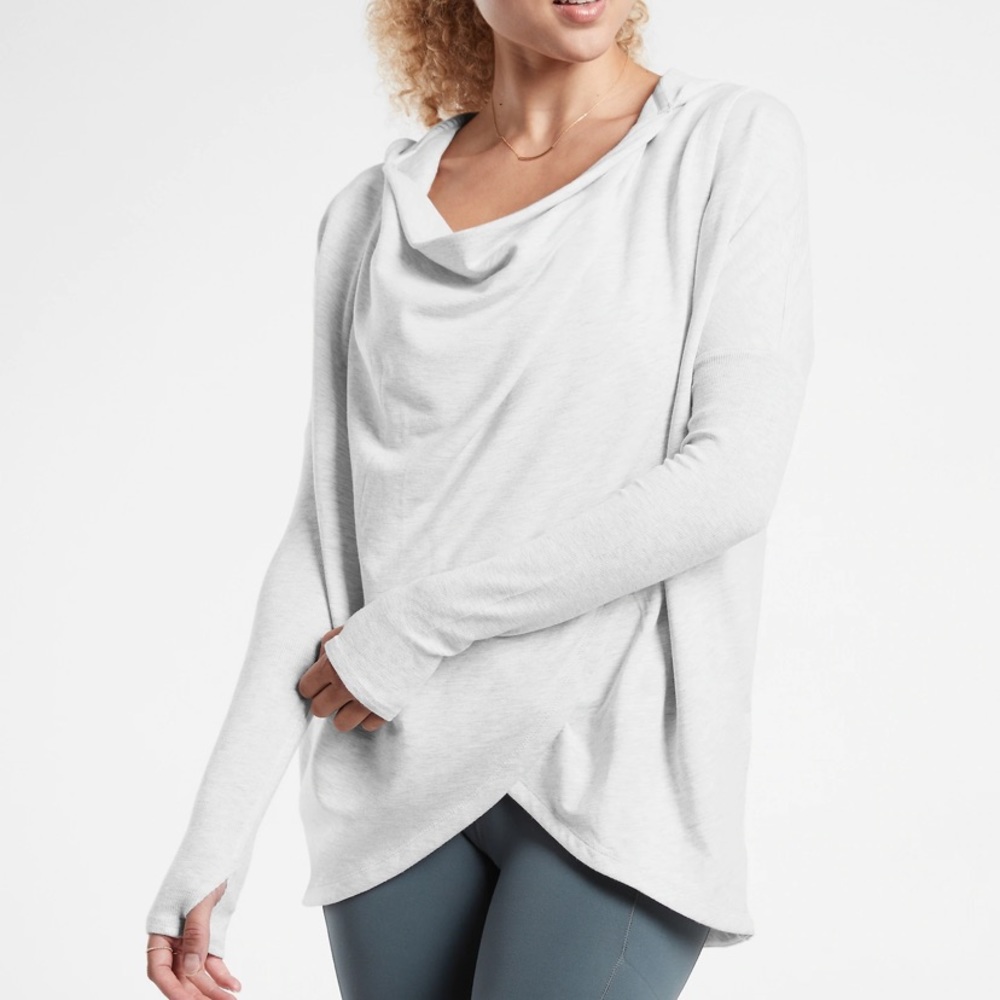 Athleta Beyond Soft Purana Wrap Sweatshirt in Light Gray Heather Sz M